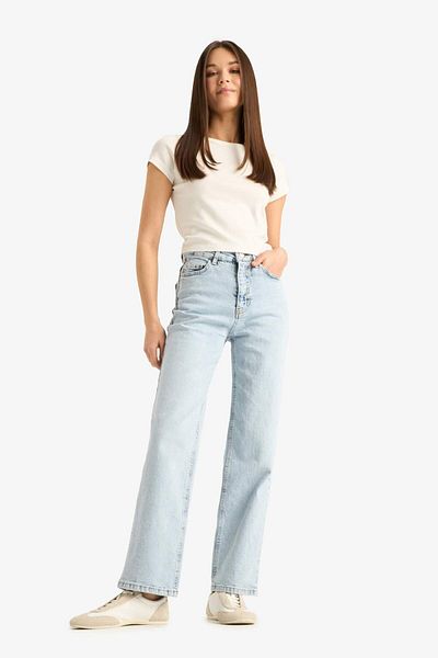 DeFacto Super Uysun High Waist Ankle Length Jean Washed Trousers F2150Ax25Sm