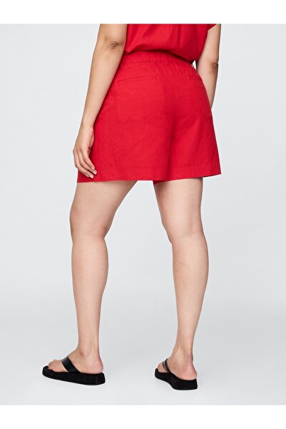 GAP Kadın Kırmızı High Rise Keten Karışımlı Şort