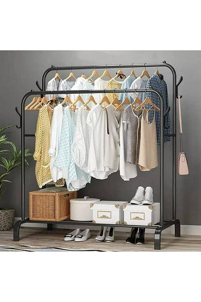 fulina Clothes Rack,Double Deck Upgrade Stable,for Organizing Clothes and Shoes,150x110x54cm