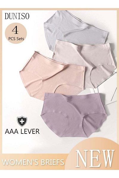 Generic Duniso 4-piece Set Women's Briefs Mid-rise Cotton Briefs High-stretch Briefs Soft Full Coverage
