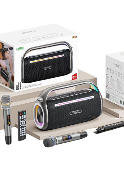 Yussraw Taşınabilir bluetooth-Karaoke Çift Mikrofon Kablosuz Hoparlör 80w rgb...
