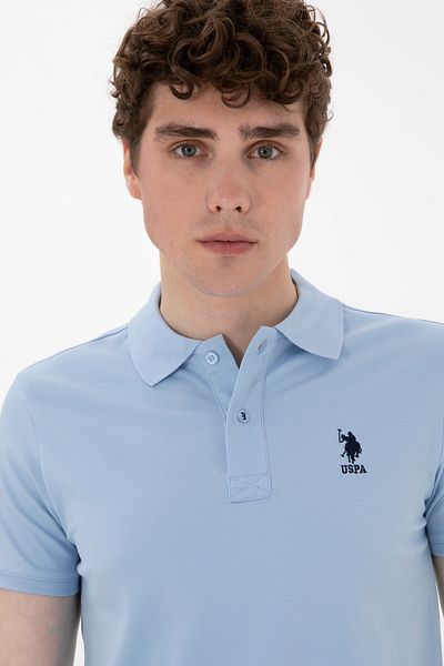 U.S. Polo Assn. Ανδρικό μπλουζάκι με λεπτή εφαρμογή Polo γιακά ανοιχτό μπλε Basic 50298011-vr003