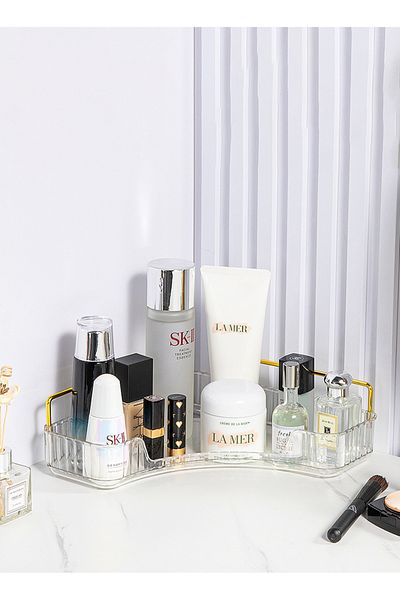 ETG 90 Corner Bathroom Counter Organizer,Vanity Trays for Skincare Makeup Storage Shelf