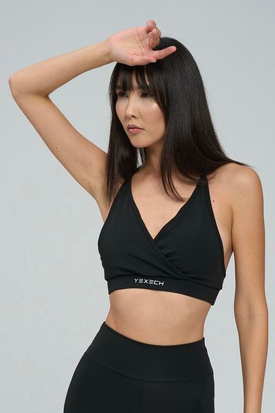 YEXECH V-Neck Back Low-Cut Push-Up Supported Verve Sports Bra