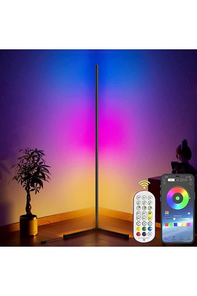 COOYA مصباح أرضي ذكي RGB مع مزامنة الموسيقى وتغيير الألوان، مناسب للألعاب وغرفة المعيشة وغرفة النوم وحفلات أعياد الميلاد