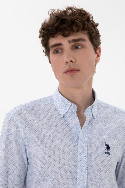 U.S. Polo Assn. Мъжка синя риза с дълъг ръкав 50300571-VR036