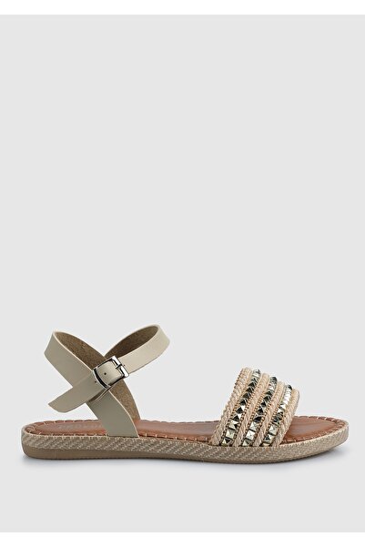 Provoq Beige Flat Women's Sandals