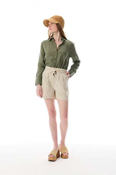 Mudo شورت قصير مطوي بتفاصيل مربوطة