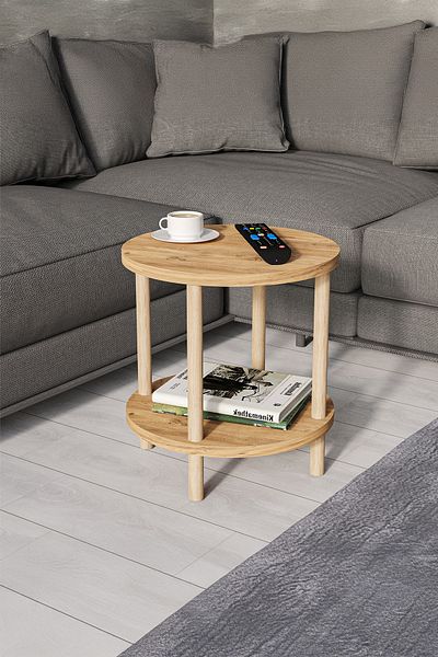 Sugo Design sugodesign Practica Coffee Table Two Tier Wooden Side Table Atlantic Pine Color