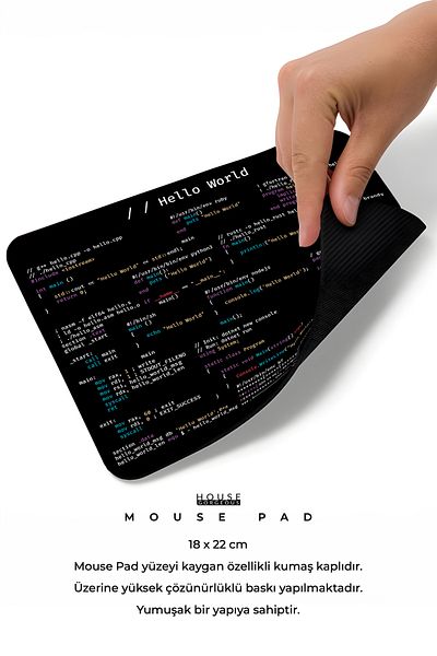 House Gorgeous لوحة ماوس مطبوعة مقاس 18 × 22 سم بتصميم Hello World Coder