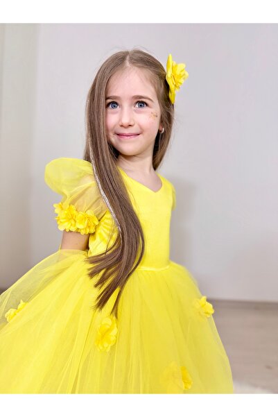 Gulsagg KABARIK TÜL BEDENİ PAMUK SATEN ÇOCUK ABİYE KOSTÜM