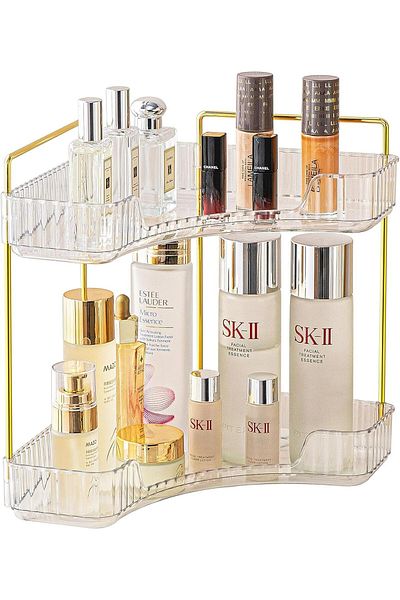 ETG 95 Corner Bathroom Counter Organizer,Vanity Trays for Skincare Makeup Storage Shelf