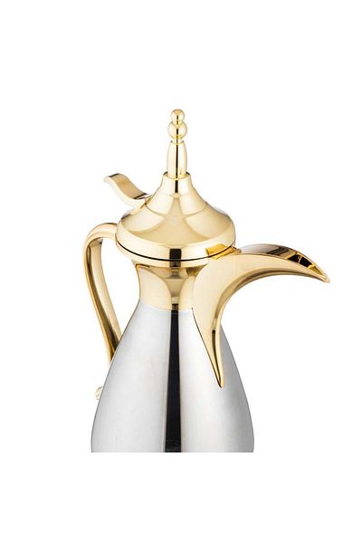 ALSAIF Diwan Plus Thermos, One Piece, Silver and Gold, 0.75 Liter
