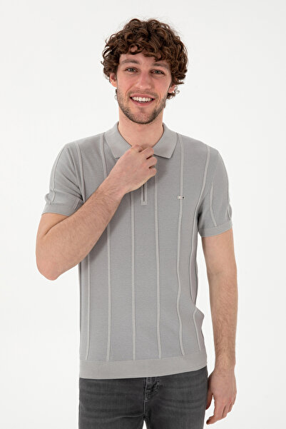 U.S. Polo Assn. Men's Slim Fit Polo Neck Light Gray T-Shirt 50306457-Vr001