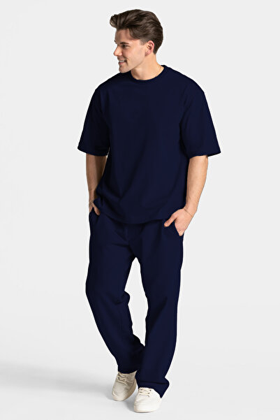 YAKAMEL Men's Short Sleeve Basic Oversize Tracksuit Set