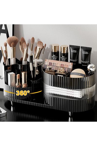 ETG Upgraded 3 Tier Makeup Brush Holder Organizer, Rotating Makeup Organizers Countertop