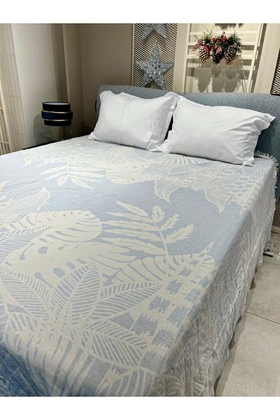 Explore Home Light Blue Kastu, Double Cotton Bedspread