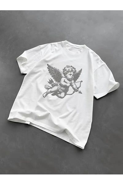 Touz Moda Tricou oversize unisex cu imprimeu Angel
