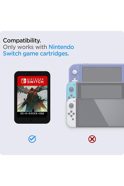 Spigen حافظة بطاقات ألعاب Rugged Armor Pro لجهاز Nintendo Switch/OLED Micro SD Cards/AirTag محمولة باللون الأسود
