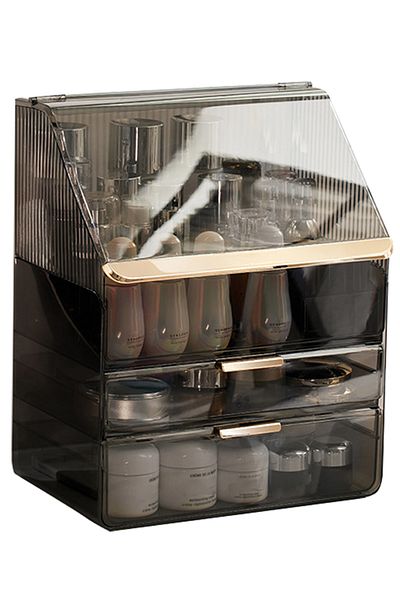 ETG Clear Cover Dustproof Two layers Storage Box,Makeup Brush Holder