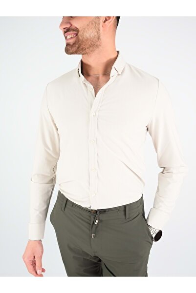 COONLESS ERKEK ÇİZGİLİ GÖMLEK Bej