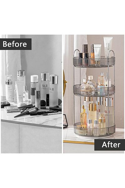 ETG Rotating Makeup Organizer for Vanity, High-Capacity Skincare Clear Make Up Storage