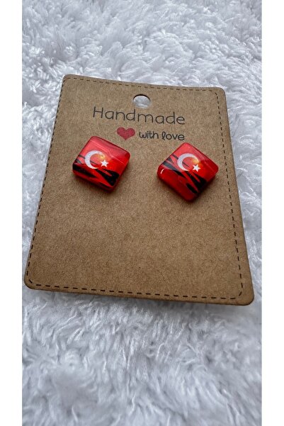 TRİA TASARIM Türk Bayraklı Küpe