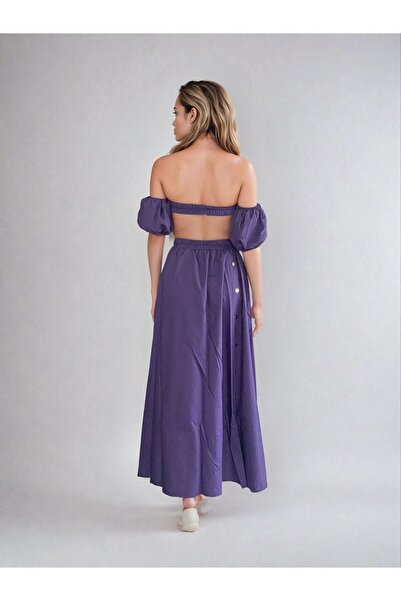 Ms Iconic Store Snap Slit Maxi Skirt Strapless Top Set