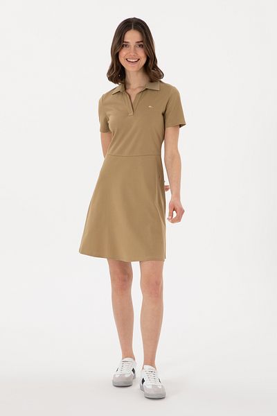 U.S. Polo Assn. Women's Khaki Polo Neck Knitted Dress 50305854 -Vr027