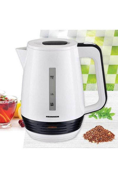 Heinner Heinner HEK-17WH kettle, 1.7 L, stainless steel heating element, automatic shut-off, plastic (Black/White)