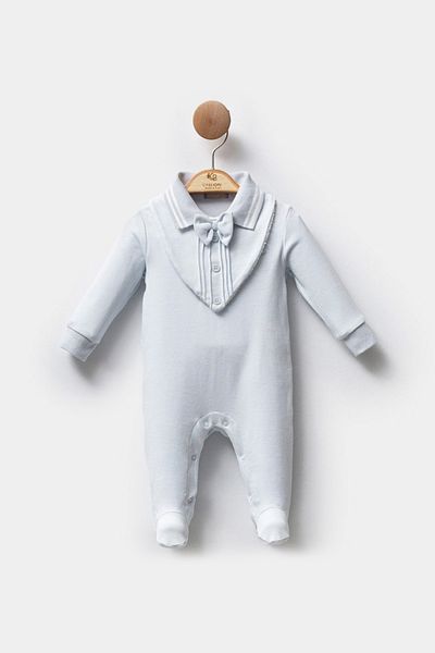 Cassiope Shirt Collar Bow Tie Buttoned Long Sleeve Cotton Baby Boy Jumpsuit