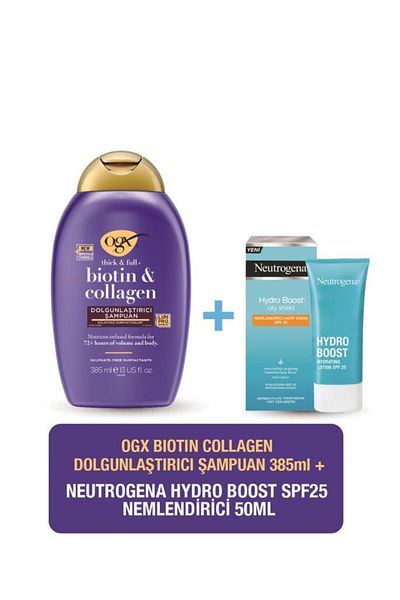 OGX Plumping Biotin & Collagen Shampoo 385 ml + Neutrogena Hydro Boost Spf25 Moisturizing Cream