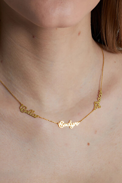 nevamkuyumculuk Üç İsimli Aile Zinciri Kolye