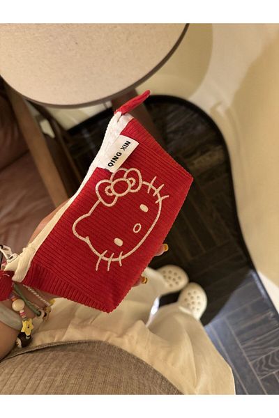 Choice KT red Kawaii Hello Kitty Cute Cartoon 2 Layered Large capacity Children's Pencil Bag Student School