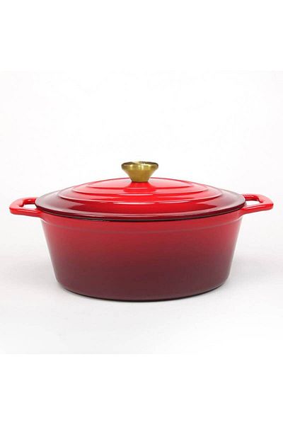 VAV GET Enameled Cast Iron Oval Casserole Dish With Lid - 4.25 Quart Enamel Oval Cookware Pot