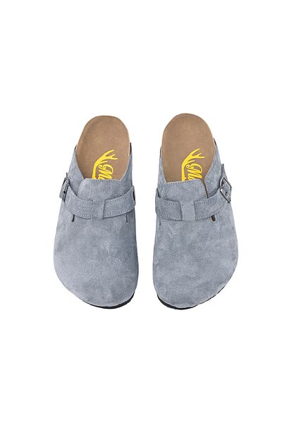 Moosefield Papuci unisex din piele naturală din piele intoarsa gri