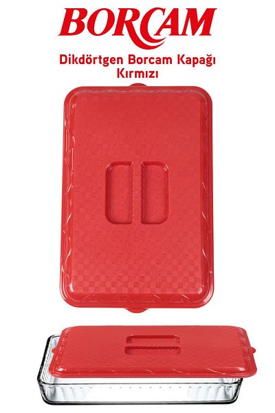 İronika Red Rectangular Plastic Pyrex Cover
