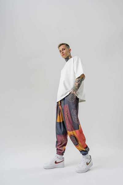 go gang own Egypt Pattern Waist and Leg Elastic Pleated Shalwar
