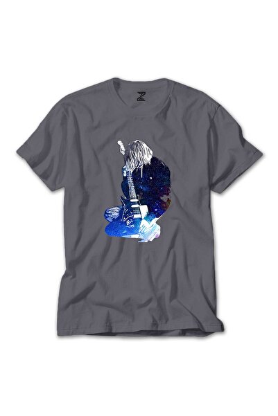 CrowsGate Μπλουζάκι Nirvana Kurt Cobain Galaxy σε γκρι χρώμα, μέγεθος 5XL