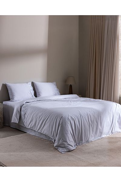 Madame Coco Modena Double 100% Cotton Embroidered Duvet Cover Set - Gray