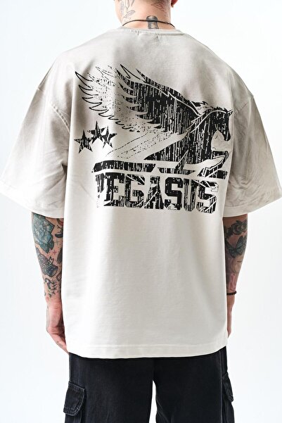 Respire Ανδρικό μπλουζάκι Pegasus με στάμπα Oversize εκρού
