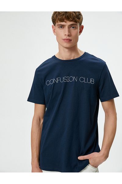 Koton Men's Navy Blue T-Shirt 2SAM10247HK