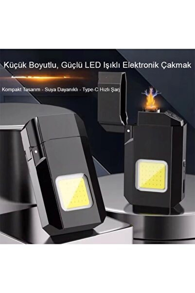 Yenimiyeni Çakmaklı Fener Şarjlı Cob Ledli Çakmak Kamp Feneri