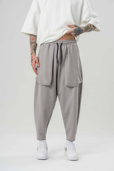 go gang own Basic Big Pocket Waist Elastic Overlock Leg Bohemian Shalwar