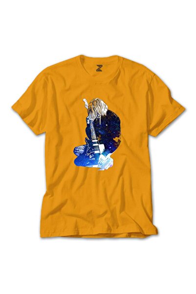 WAKHA تي شيرت نيرفانا كورت كوبين جالاكسي أصفر