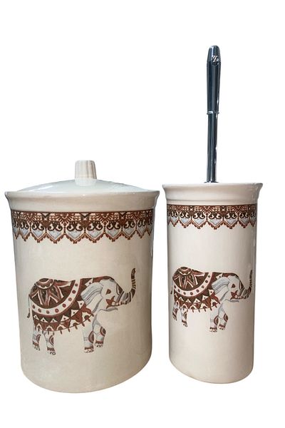RED SERAMİK Red Ceramic Dara Collection 2 Piece Bathroom Set Elephant Pattern