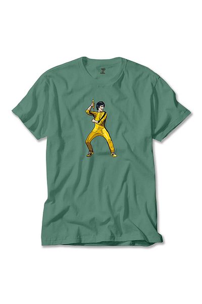 WAKHA Bruce Lee Face for fight Green T-shirt