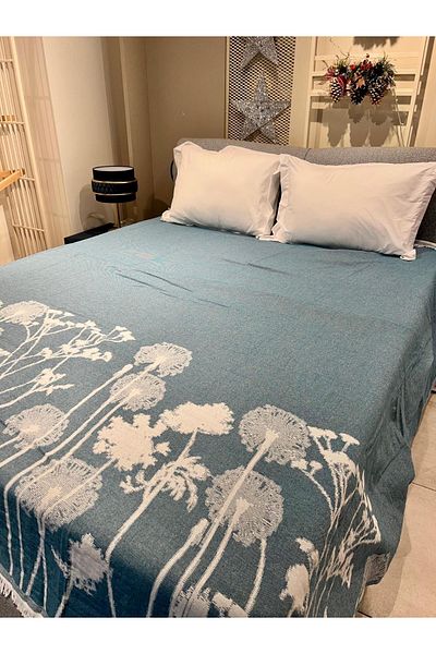 Explore Home   Petrole Colored Double Cotton and Muselin Bedspread
