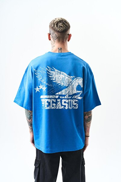 Respire Tricou oversize cu imprimeu Pegasus pentru bărbați Blue R harmonija