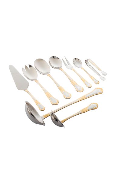 casa rosa Stanless Steel Spoon Set With Wooden Case 72 pieces With Gilded Engraving